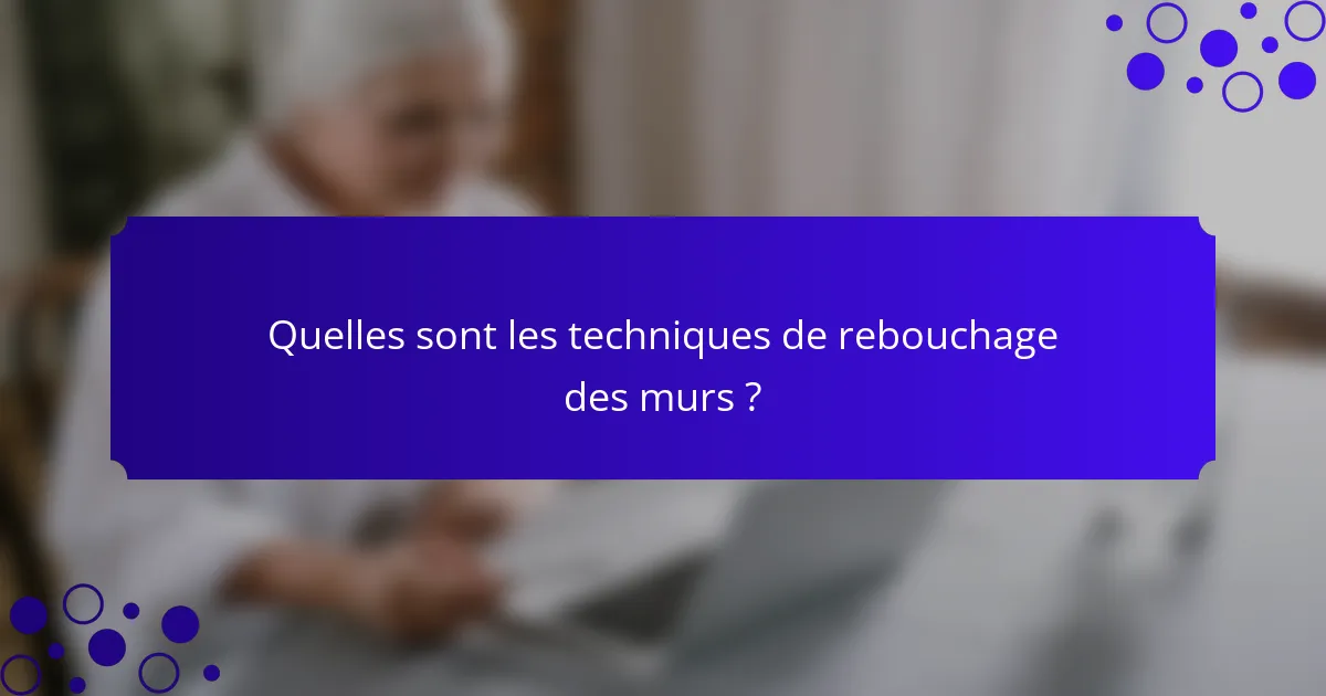 Quelles sont les techniques de rebouchage des murs ?
