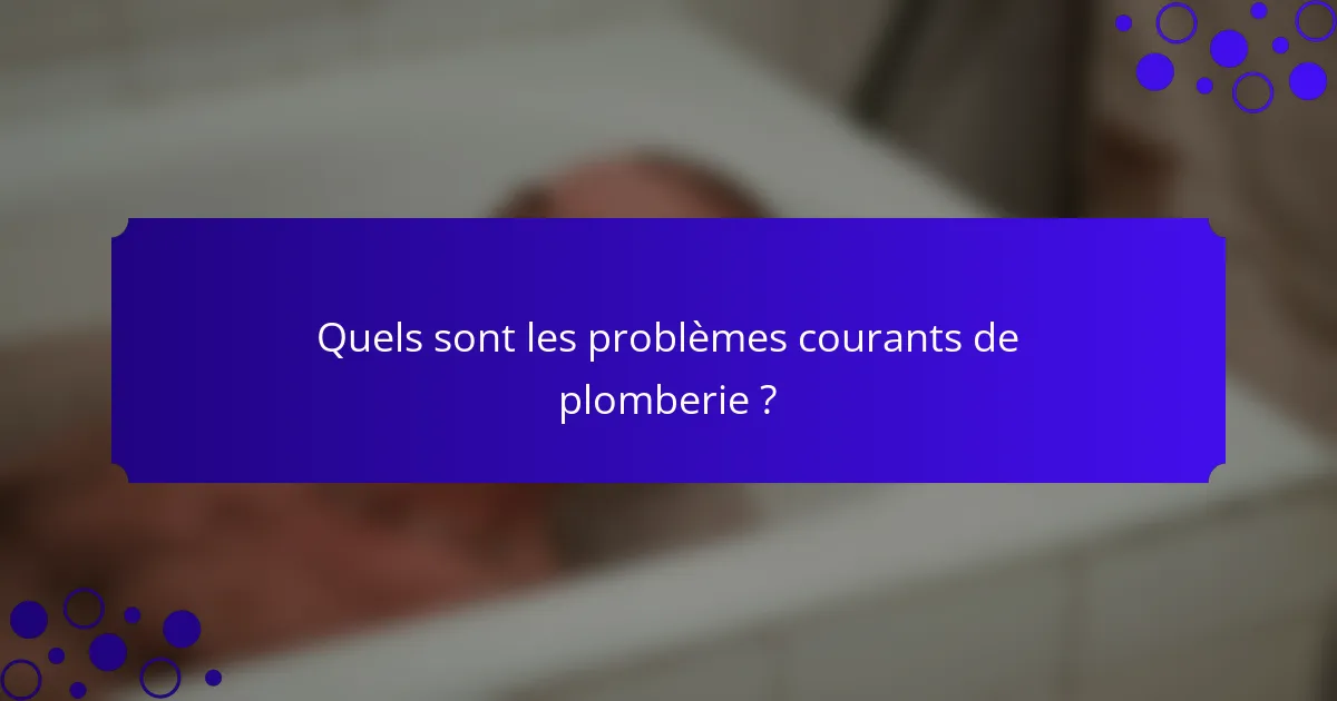 Quels sont les problèmes courants de plomberie ?