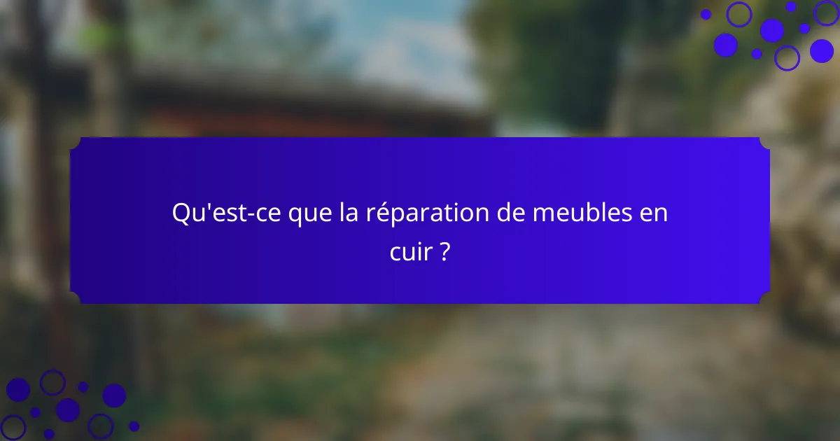 Qu'est-ce que la réparation de meubles en cuir ?
