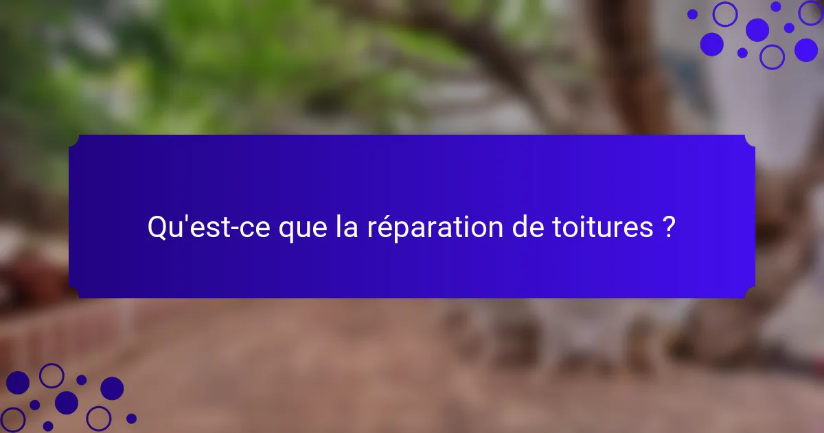 Qu'est-ce que la réparation de toitures ?